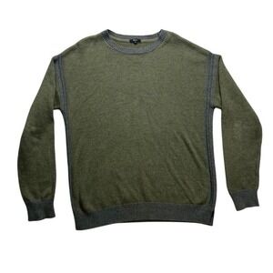 Rails Mens XL Crewneck Sweater Olive Green Charcoal Gray Contrast Knit Pullover